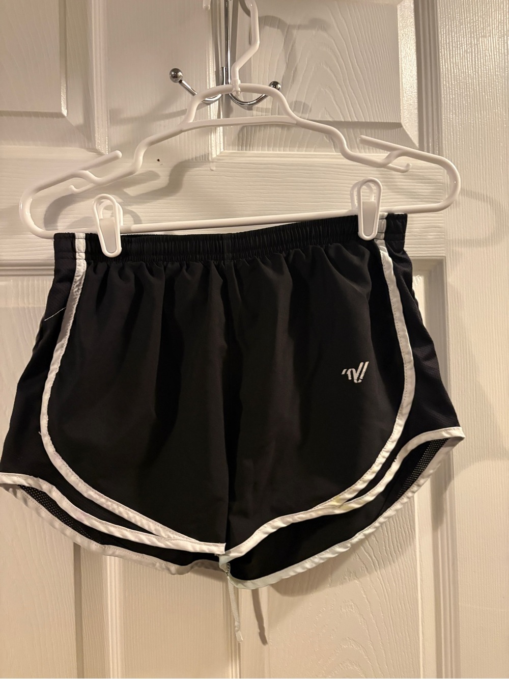 Varsity Cheer Black Athletic Shorts with White Trim